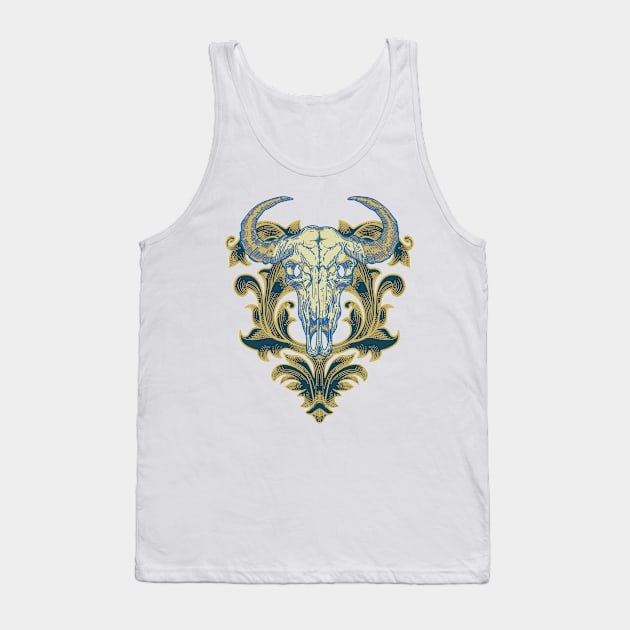 Buffalo skull ornament Tank Top by pilipsjanuariusDesign